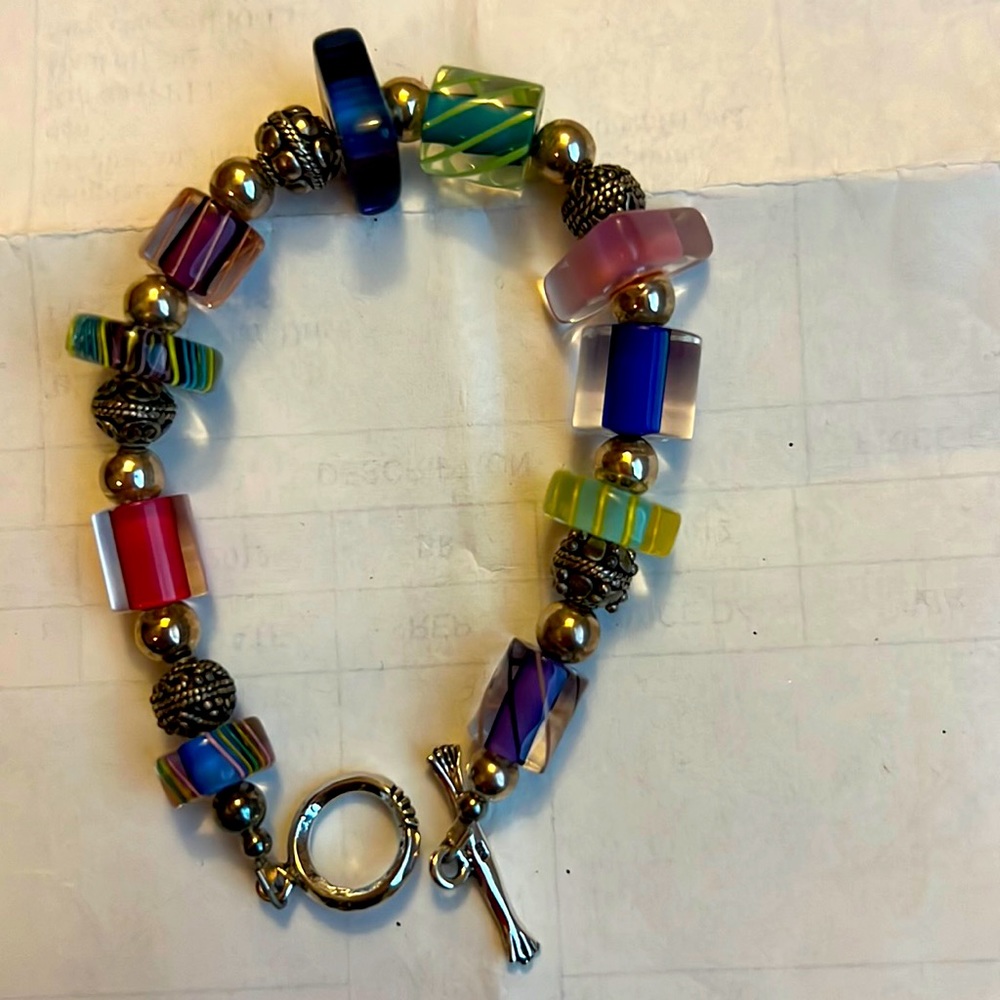 Multicolored Glass toggle bracelet